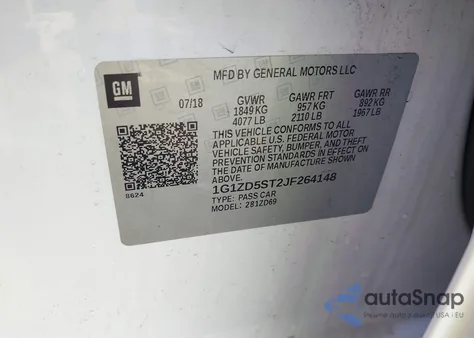 2018 Chevrolet Malibu Lt из США, поврежденный, VIN 1G1ZD5ST2JF264148